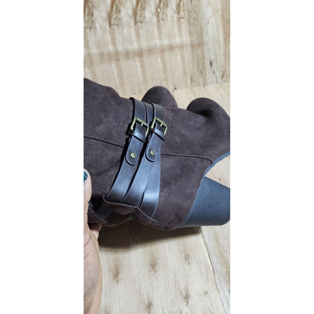 TORRID Brown Suede Wide Calf Boots with Buckle, Size 10WW - Picture 8 of 11